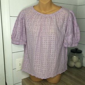 Velvet by Graham & Spencer Holland top Womens size M‎ lilac eyelet blouse
